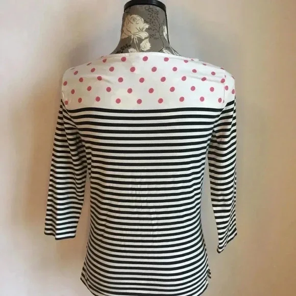 ELLE striped/polka dot top, 3/4 sleeve XS - Picture 2 of 5